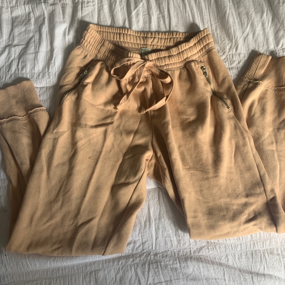Aerie Light Pink Fleece of Mind Zip Joggers